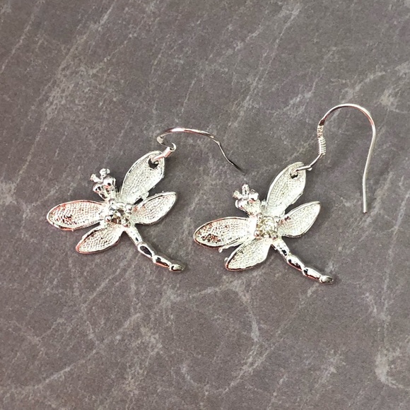 Jewelry - Silver Tone Dragonfly Earrings